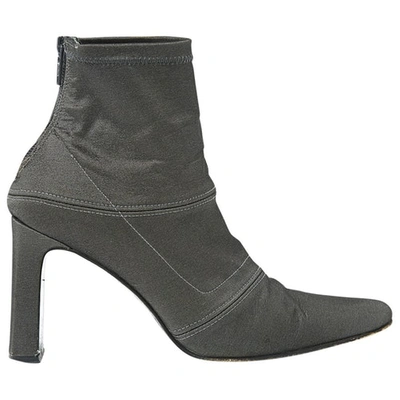 Pre-owned Dkny Cloth Ankle Boots In Grey