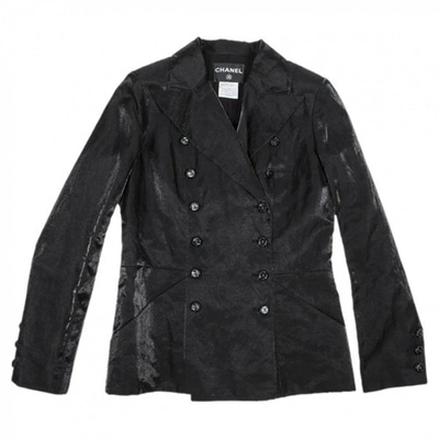 Pre-owned Chanel Linen Blazer In Black