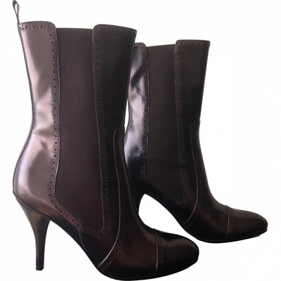 Pre-owned Alberto Guardiani Brown Leather Ankle Boots