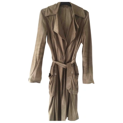 Pre-owned Versace Trench Coat In Khaki