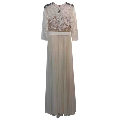 Pre-owned Elie Saab Silk Maxi Dress In White