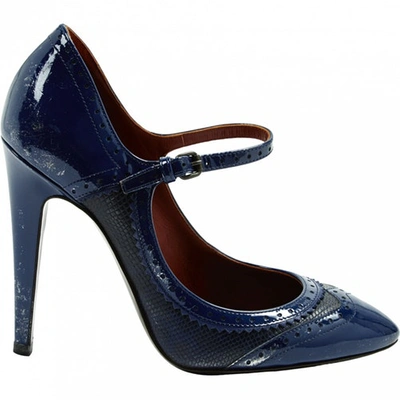 Pre-owned Bottega Veneta Patent Leather Heels In Blue