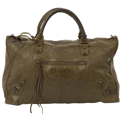 Pre-owned Balenciaga Weekender Khaki Leather Handbag