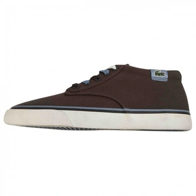 Pre-owned Lacoste Live Cloth Trainers In Brown