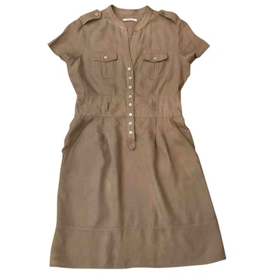 Pre-owned Marella Linen Mid-length Dress In Khaki