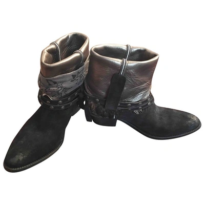 Pre-owned Swildens Black Leather Ankle Boots