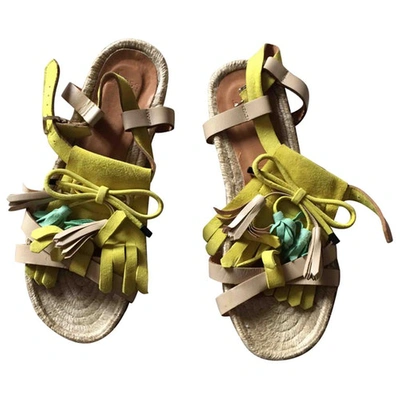 Pre-owned Hoss Intropia Leather Sandal In Yellow