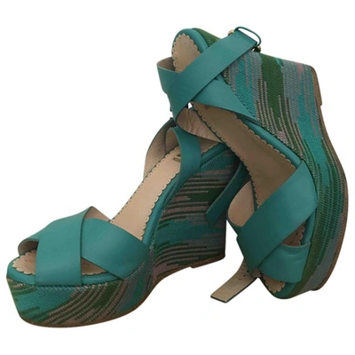 Pre-owned Missoni Leather Sandals In Green