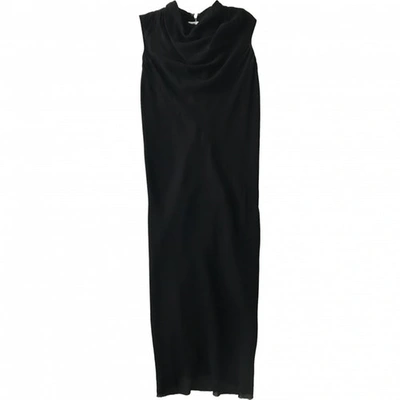 Pre-owned Rick Owens Silk Mid-length Dress In Black