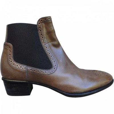 Pre-owned Agl Attilio Giusti Leombruni Leather Ankle Boots In Brown