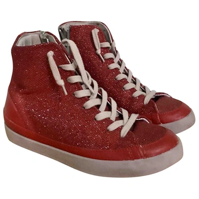 Pre-owned Luxury Fashion Leather Trainers In Red