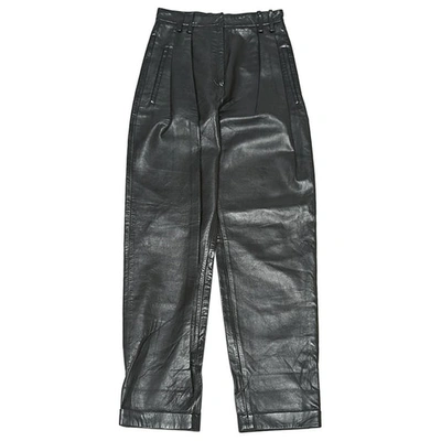Pre-owned Balmain Leather Carot Pants In Black