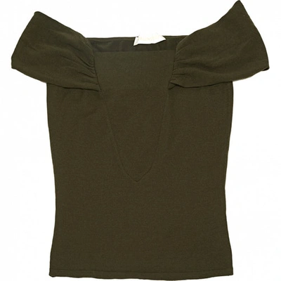 Pre-owned Valentino Wool Top In Khaki