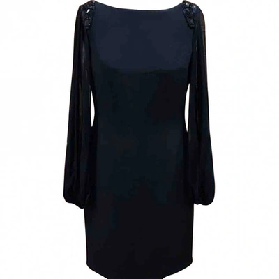 Pre-owned Marchesa Notte Silk Mid-length Dress In Black