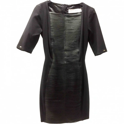 Pre-owned Elisabetta Franchi Leather Mini Dress In Black