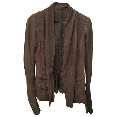 Pre-owned Rick Owens Leather Jacket In Brown