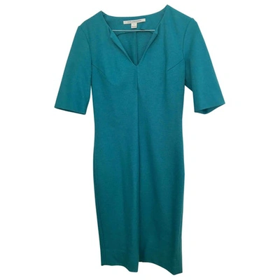 Pre-owned Diane Von Furstenberg Wool Mid-length Dress In Turquoise