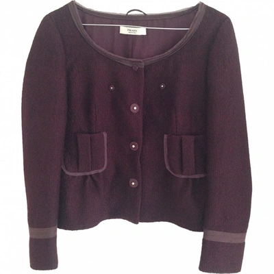 Pre-owned Prada Wool Short Vest In Burgundy