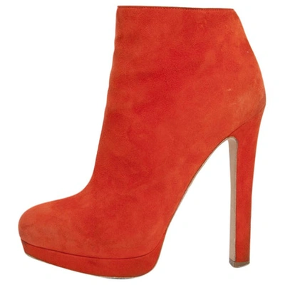 Pre-owned Alexander Mcqueen Ankle Boots In Orange