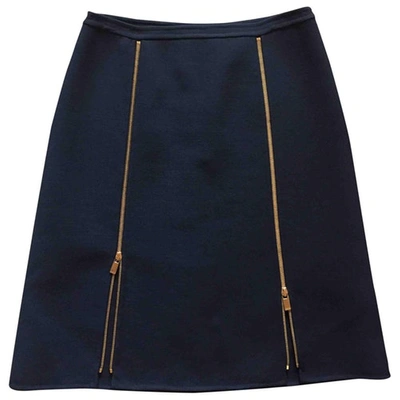 Pre-owned Michael Kors Wool Mid-length Skirt In Navy