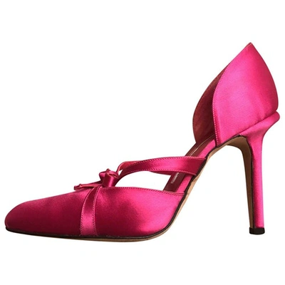 Pre-owned Manolo Blahnik Cloth Heels In Pink