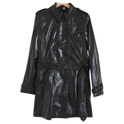 Pre-owned Burberry Leather Trench Coat In Black