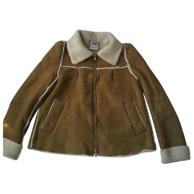 Pre-owned Moschino Cheap And Chic Camel Shearling Leather Jacket