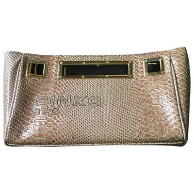 Pre-owned Pinko Patent Leather Mini Bag In Beige