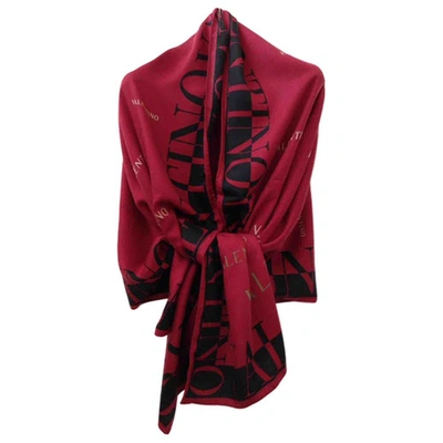 Pre-owned Valentino Cashmere Scarf In Burgundy