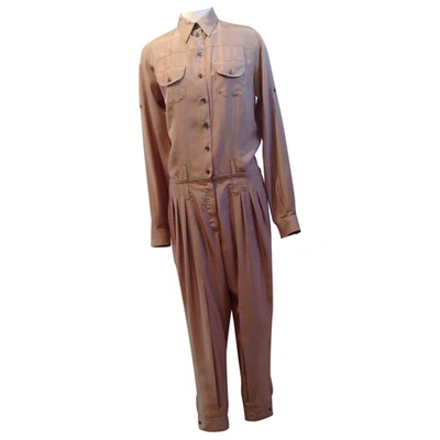 Pre-owned Dolce & Gabbana Silk Jumpsuit In Camel