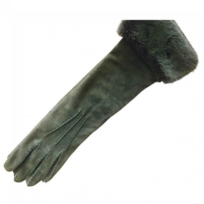 Pre-owned Loro Piana Green Suede Gloves
