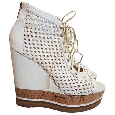 Pre-owned Jimmy Choo Leather Open Toe Boots In White