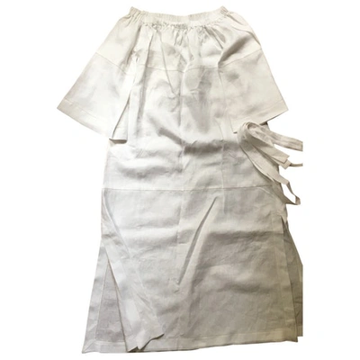 Pre-owned Lisa Marie Fernandez Linen Mid-length Dress In White