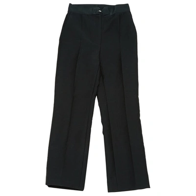 Pre-owned Lanvin Wool Straight Pants In Black