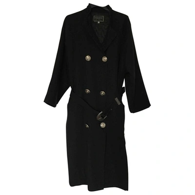 Pre-owned Versace Black Polyester Coat
