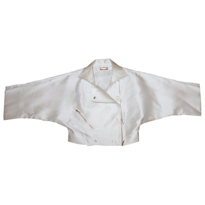 Pre-owned Alexis Mabille White Silk Leather Jacket