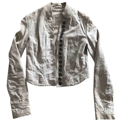 Pre-owned Allsaints Leather Jacket In Beige