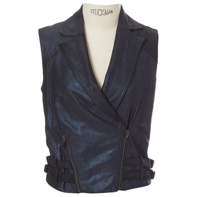 Pre-owned Amanda Wakeley Leather Jacket In Blue
