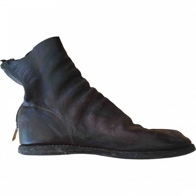 Pre-owned Guidi Leather Ankle Boots In Brown