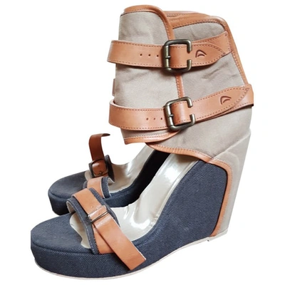 Pre-owned Dondup Cloth Sandal In Camel