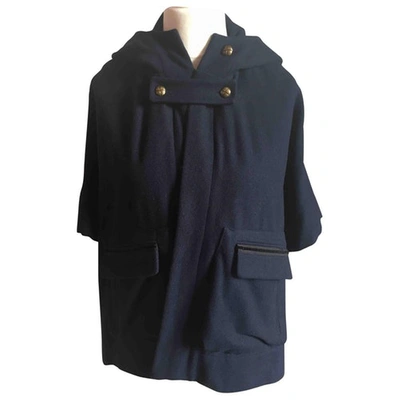 Pre-owned Hoss Intropia Wool Coat In Navy