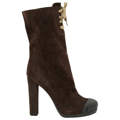 Pre-owned Fendi Ankle Boots In Brown