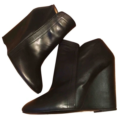 Pre-owned Lemaire Leather Ankle Boots In Black