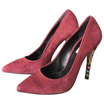 Pre-owned Manoush Leather Heels In Burgundy