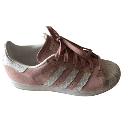 Pre-owned Adidas Originals Superstar Leather Trainers In Pink