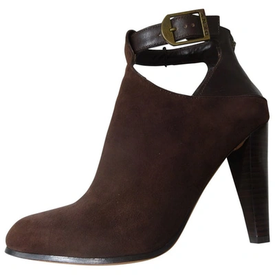 Pre-owned Dkny Ankle Boots In Brown