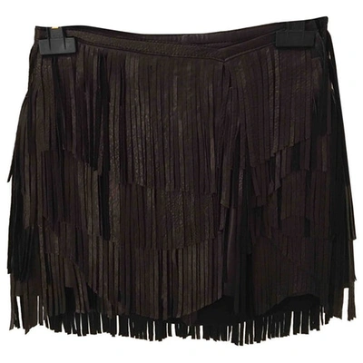 Pre-owned Isabel Marant Leather Mini Skirt In Black