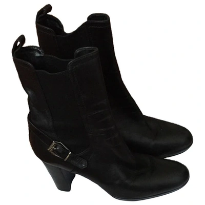 Pre-owned Sergio Rossi Leather Ankle Boots In Black