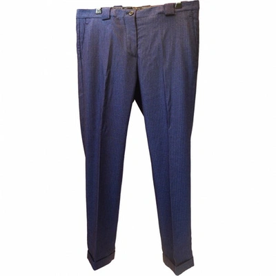 Pre-owned Mauro Grifoni Wool Straight Pants In Blue