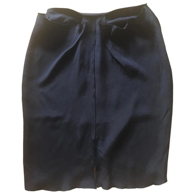 Pre-owned Roland Mouret Silk Mid-length Skirt In Navy